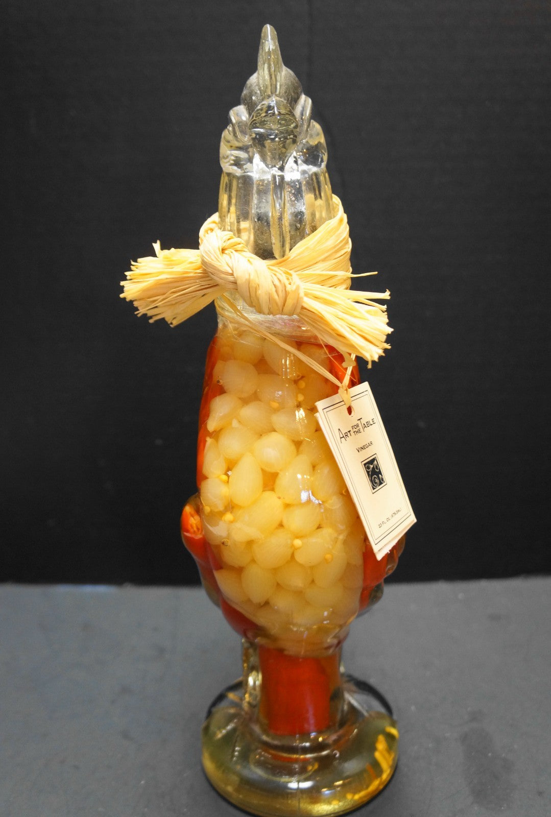 Art For The Table Rooster Glass Bottle Chili Vinegar Unopened With Tags