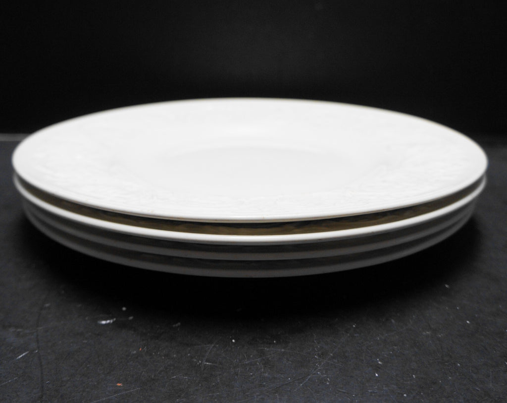 Wedgwood Patrician Cream Embossed Dinner Plates Set of 4 10 1/2 IN