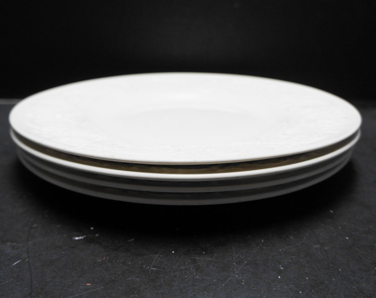 Wedgwood Patrician Cream Embossed Dinner Plates Set of 4 10 1/2 IN