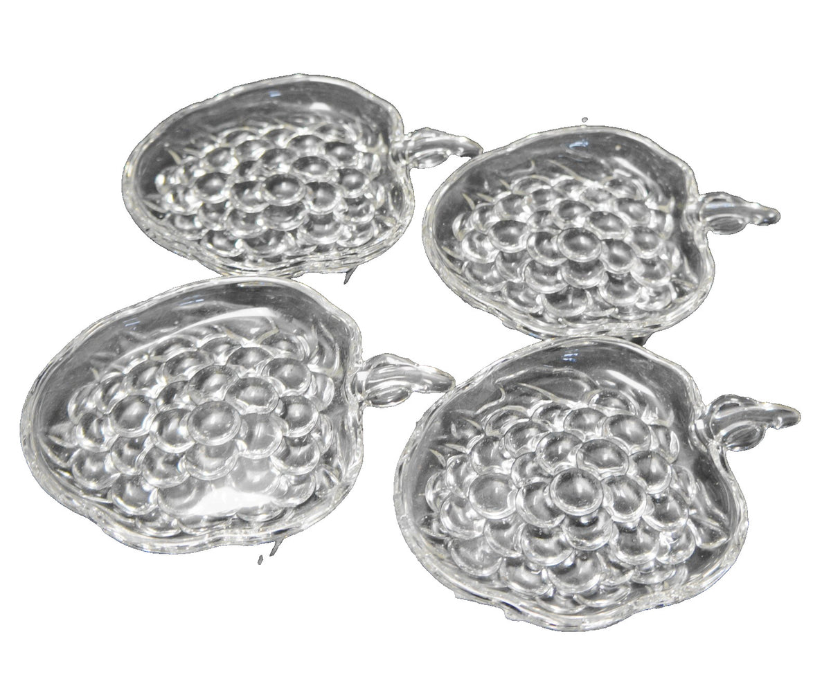 Hazel Atlas Clear Glass Grape Vintage Orchard Ashtrays Set of 4