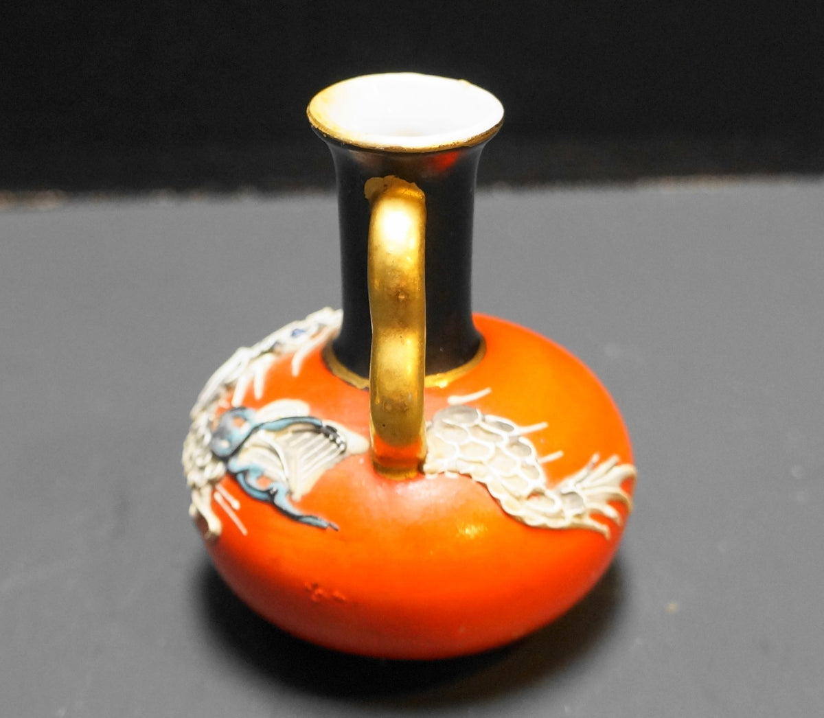 Dragonware Red Miniature Double Handle Vase 2 3/4"