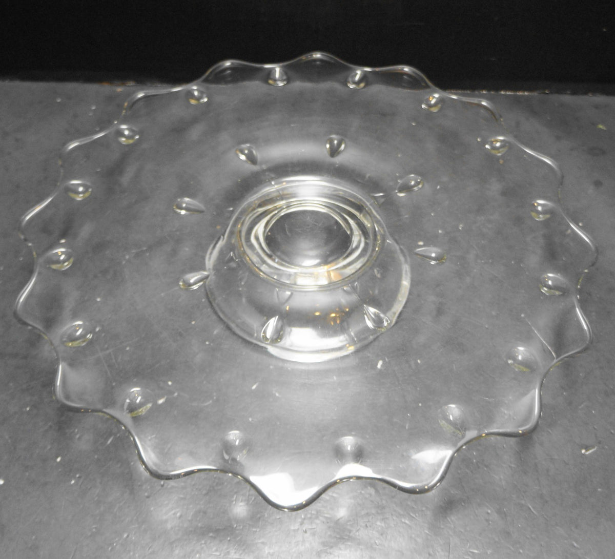 Indiana Glass Teardrop Low Footed Cake Plate 13 13 3/4 IN