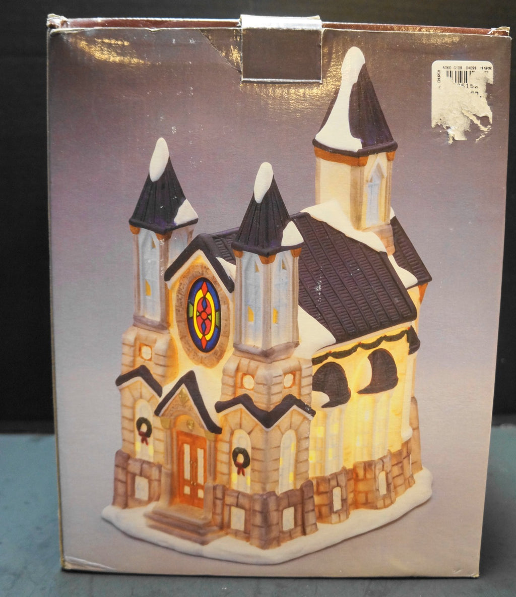 Galleria Fine Porcelain Hand Painted Christmas Village Church Lamp