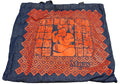 Red Mayan Print Design Dark Blue Denim Tote Bag