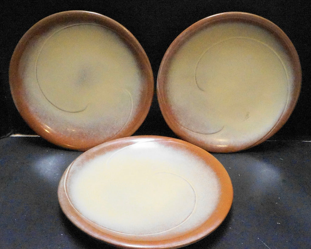 Frankoma Lazybones Brown Satin Dinner Plates Set of 3