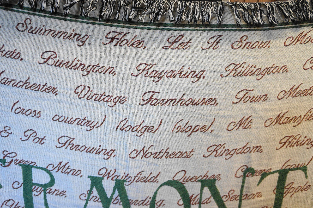 Vermont Cities Manual Wodworkers and Weavers Jacquard Throw Blanket