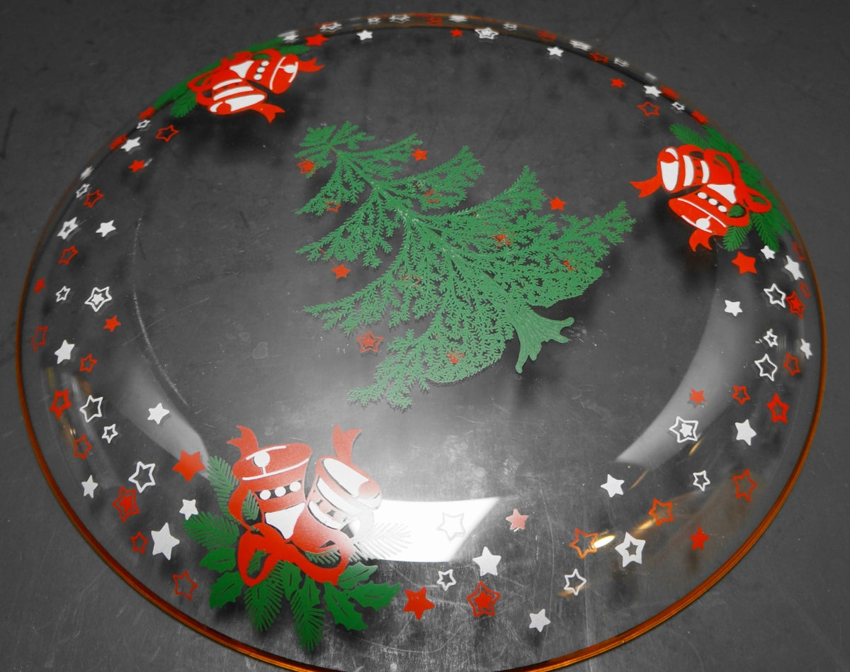 Crystal Clear Industries Holiday Festival Christmas Tree Bells Tray Platter