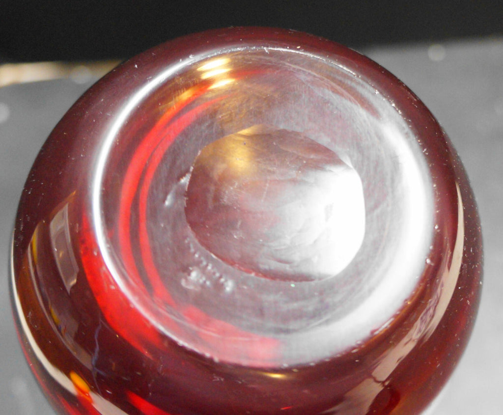 Ruby Red Art Glass Blown Gourd Shaped Vase