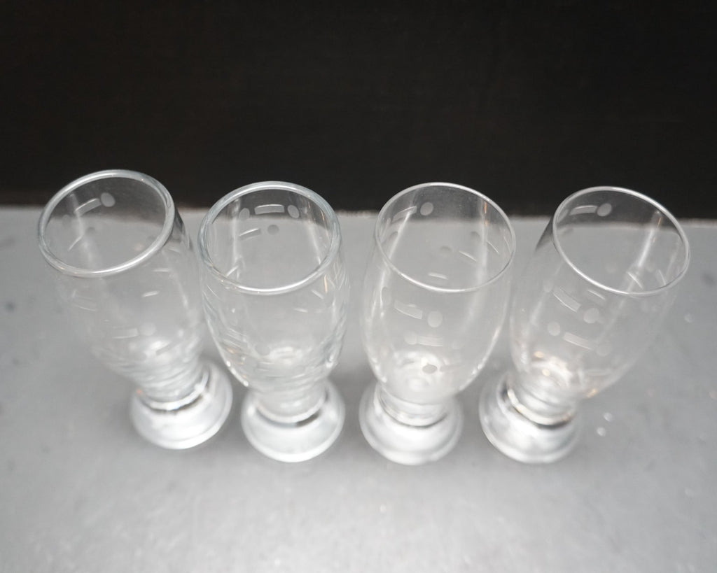 Mikasa Cheers Selections Cut Glass Shot Glasses Set of 4 Cut Dot Bar Morse Code