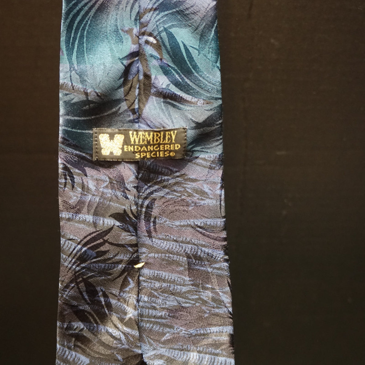 Wembley Endangered Species Dark Blue Black Marine Life Whales Jacquard Silk Tie