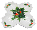 Lefton White Holly Berry 4 Part Relish Tray Center Handle