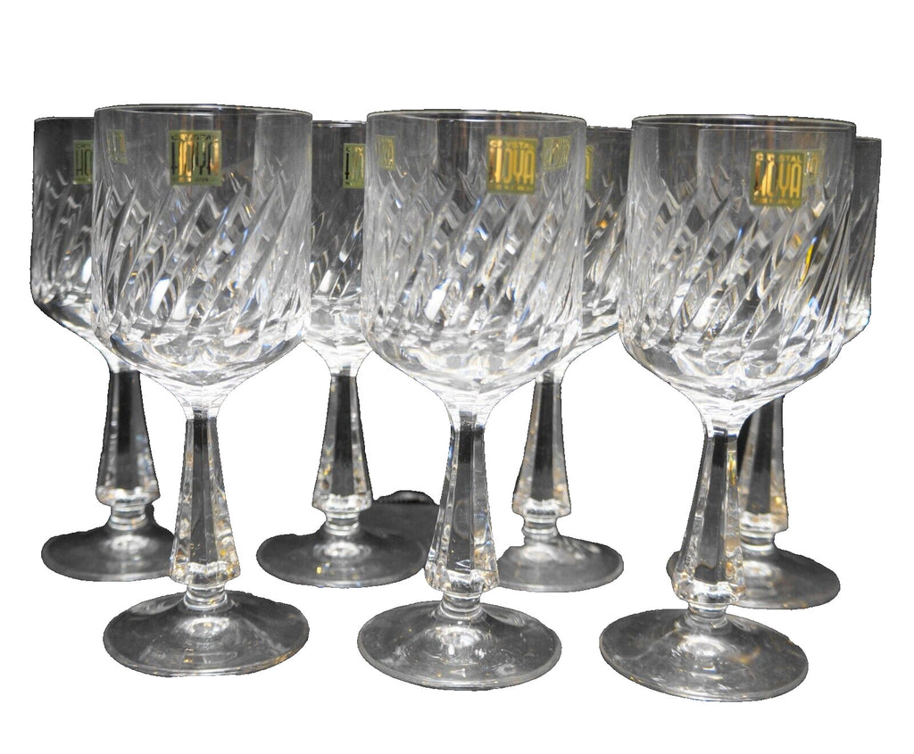 Hoya Crystal Corolle Spiral Swirl White Wine Set of 7