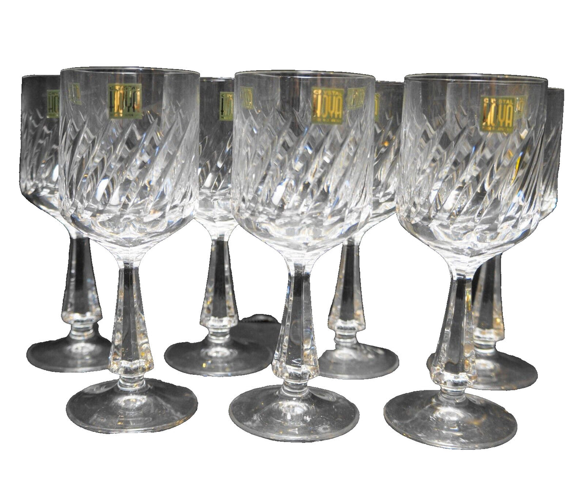 Hoya Crystal Corolle Spiral Swirl White Wine Set of 7