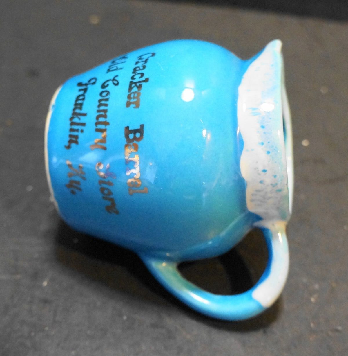 Paden City Pottery Blue Drip Creamer Souvenir Cracker Barrel Old Country Store