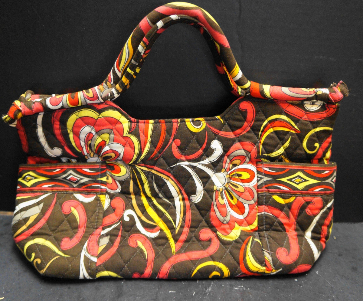 Vera Bradley Puccini Brown Red Yellow Floral Gabby Handbag Tote Purse