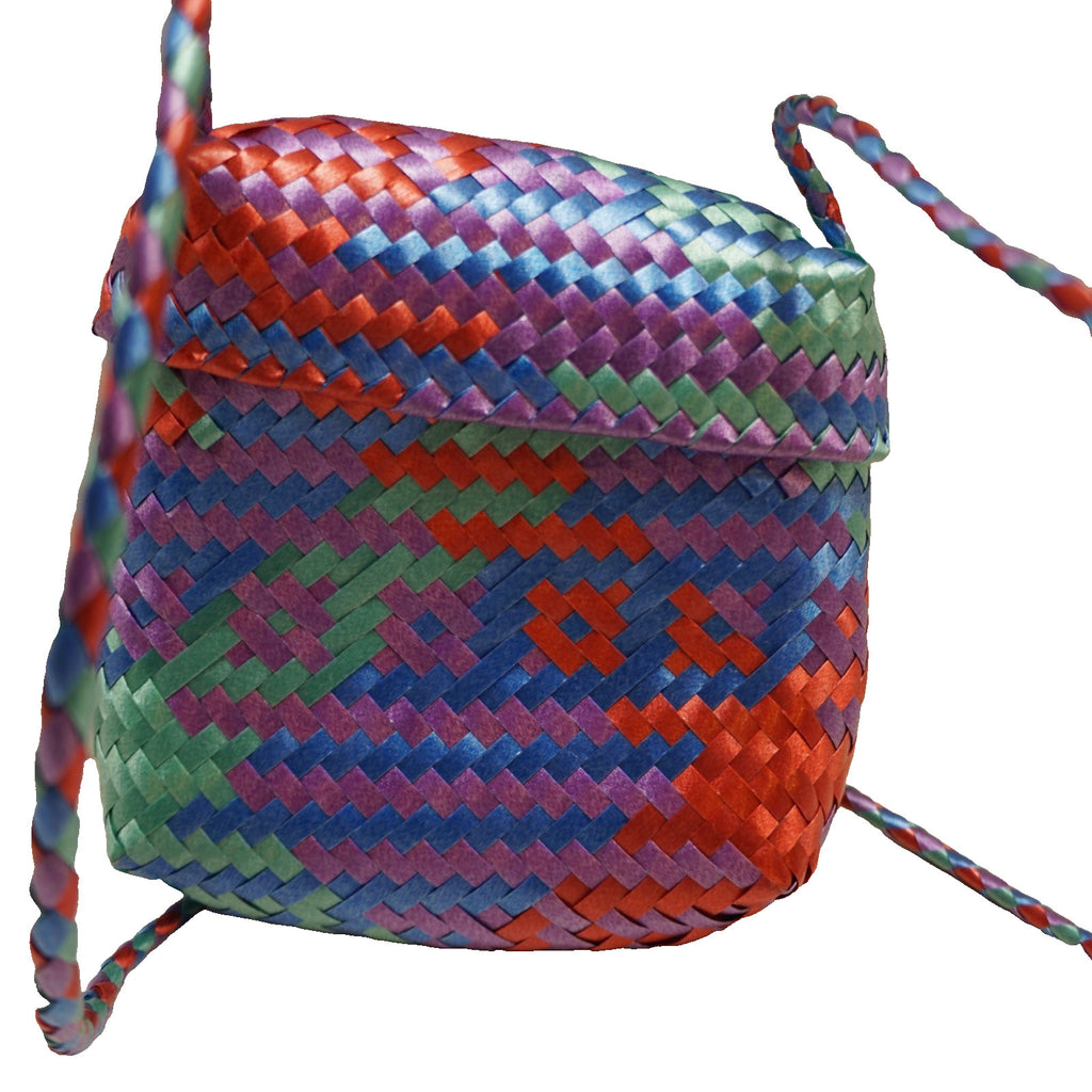 Bright Woven Oaxaca Mexican Clamshell Mini Purse Blue Red Green Purple