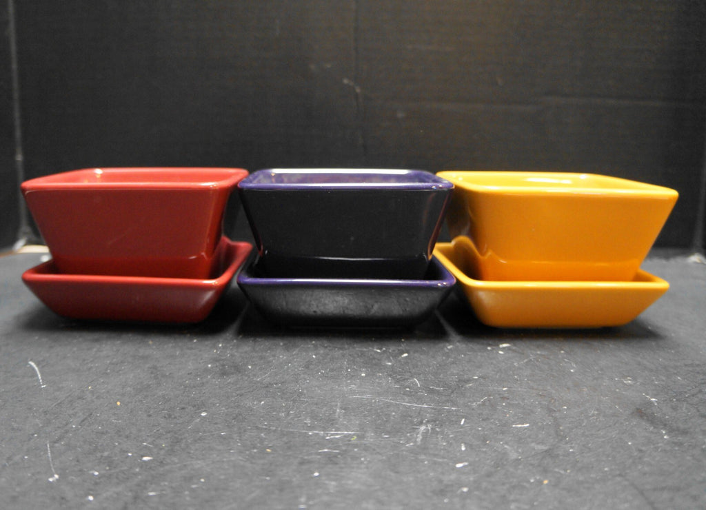 6 Piece Set Pampered Chef Simple Additions Square Snack Serving Set Bowls Plates