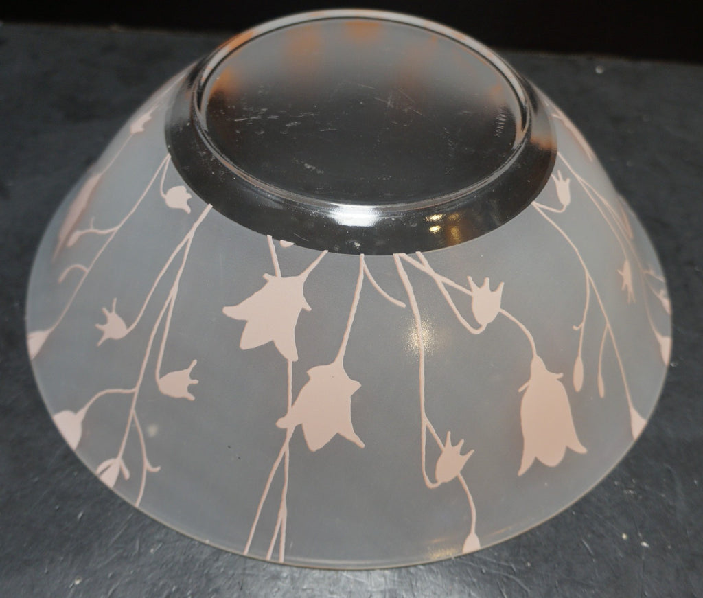 Arcoroc France Pink Tulips Frosted Glass Serving Bowl
