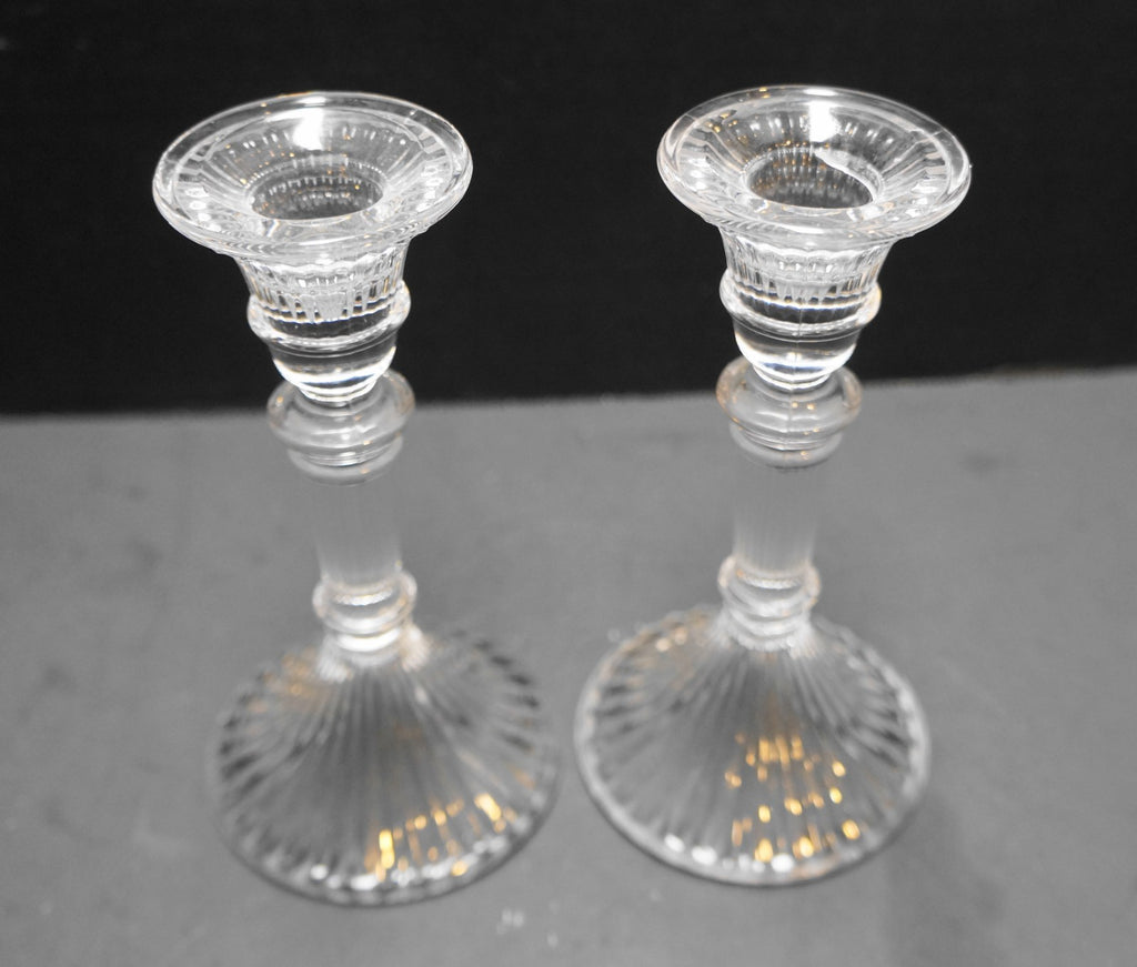 Towle Crystal Ribbed Column Candle Holders Pair 5 1/2 IN Austria Toc33
