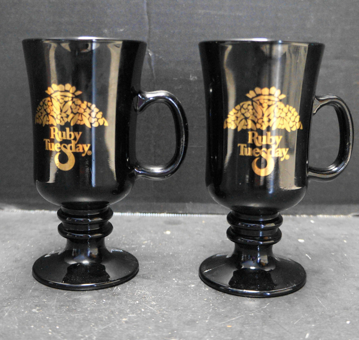 Ruby Tuesday Black Glass Libbey Footed Irish Coffee Mug