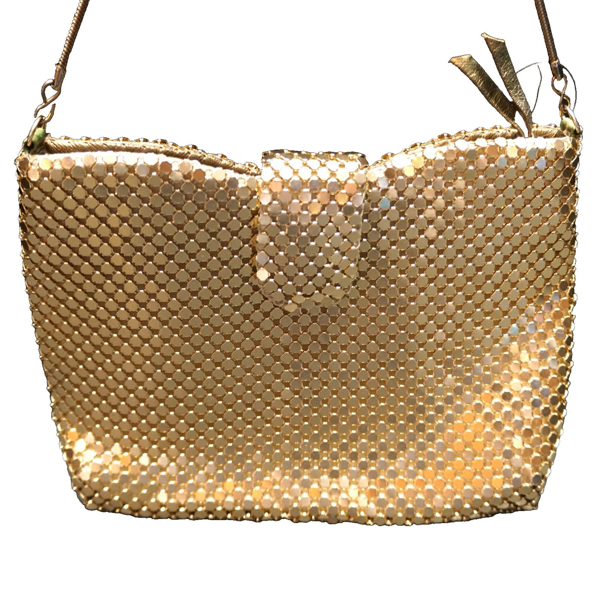 Apri Nights Gold Tone Metal Mesh Small Evening Bag Purse