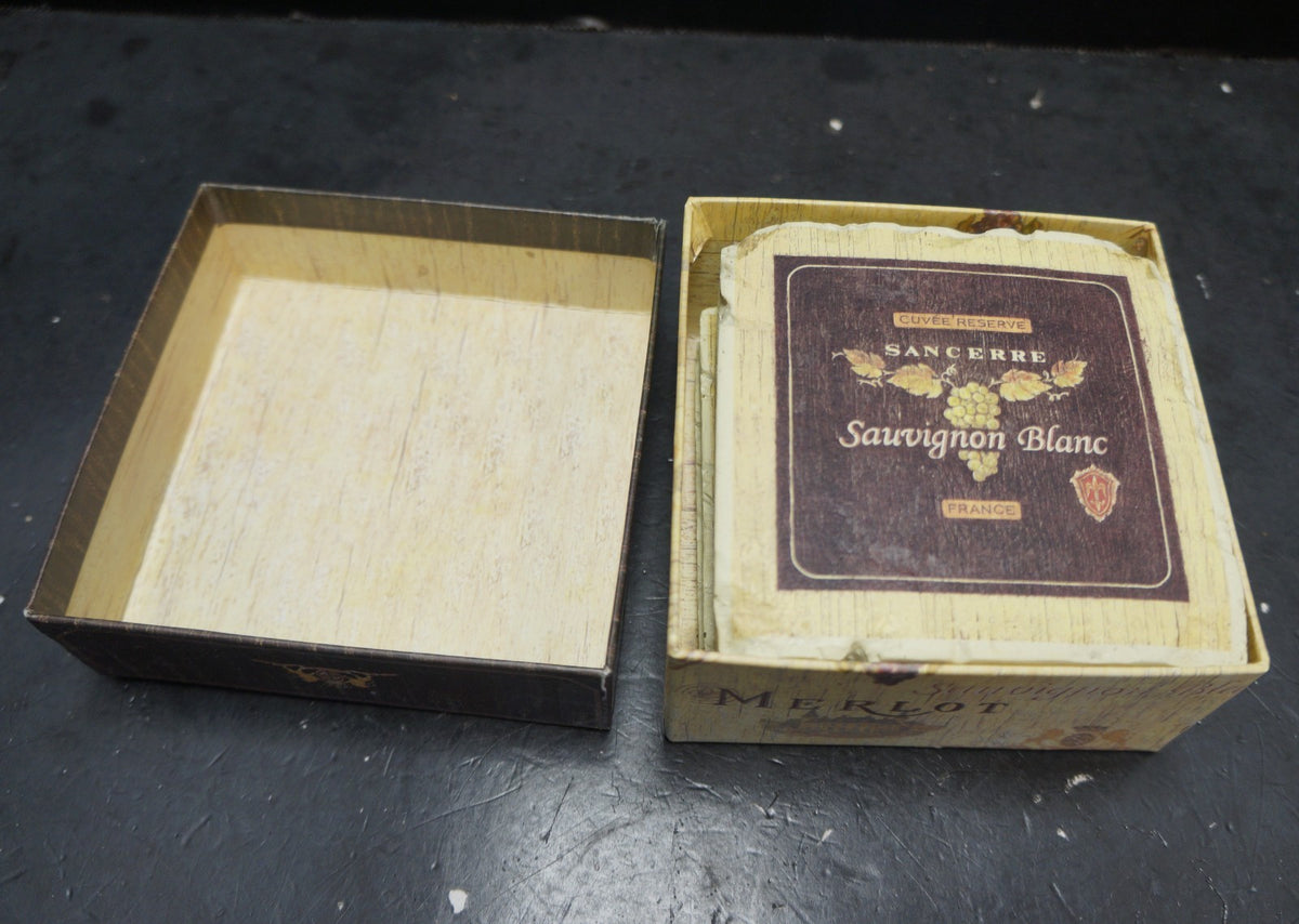 SOLD Lauren Hamilton Stone Coasters Set Merlot France