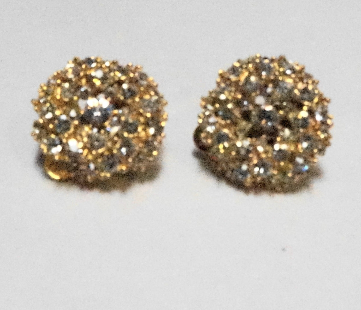 ART Signed Clear Rhinestone Crystal Swirl Gold Tone Clip Earrings