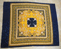 Navy Blue Gold Baroque Print Jacquard Fabric Panel