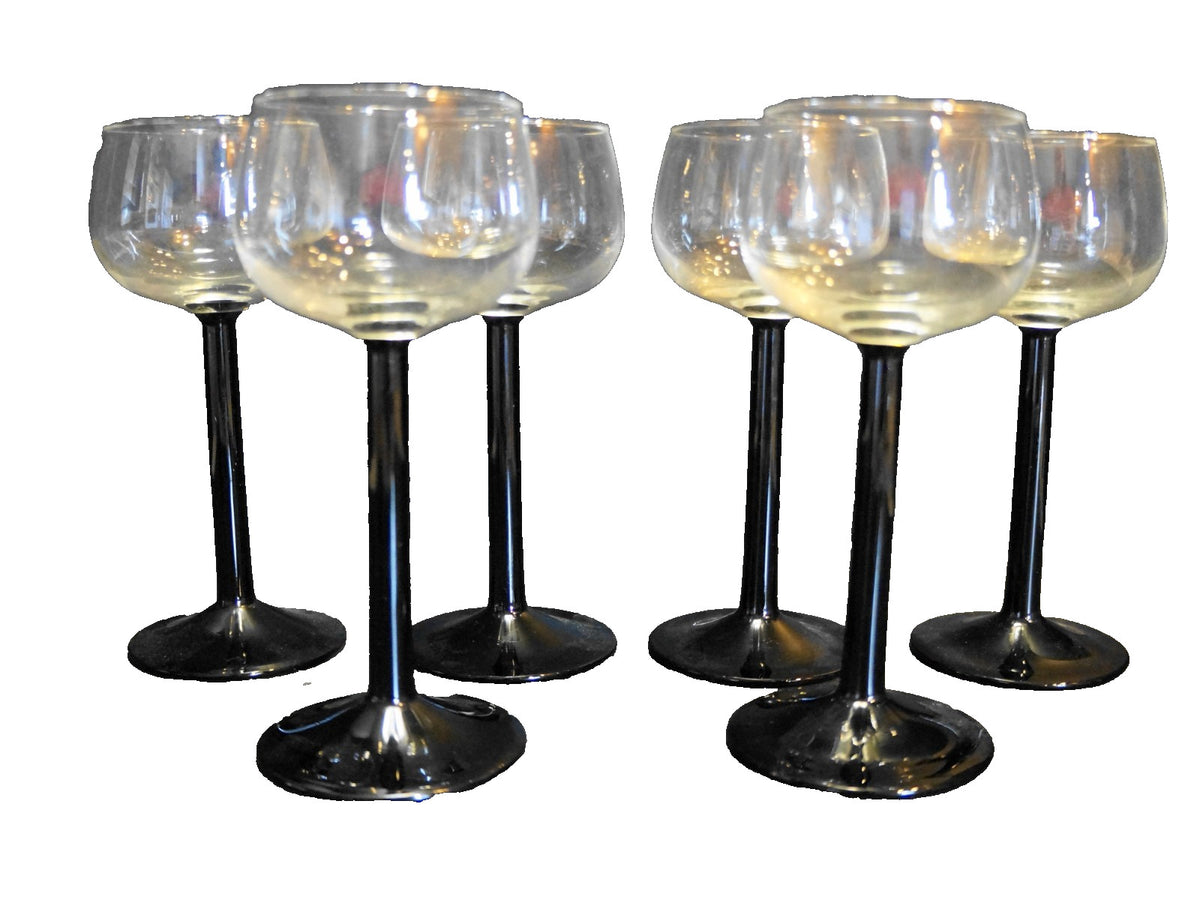 Luminarc Domino Black Stem Clear Bowl Rhine Wines Set of 6