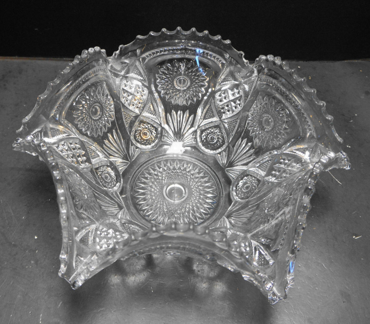 Imperial Glass Fashion Round Crimped Bowl 12 IN Clear Glass