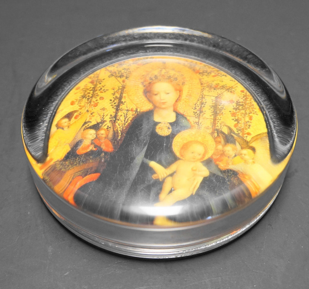 Queen of Heaven Mary Nativity Glass Paperweight