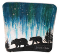 Northern Lights Black Bears Bent Fused Glass Plate Cozeno Collection Souvenir