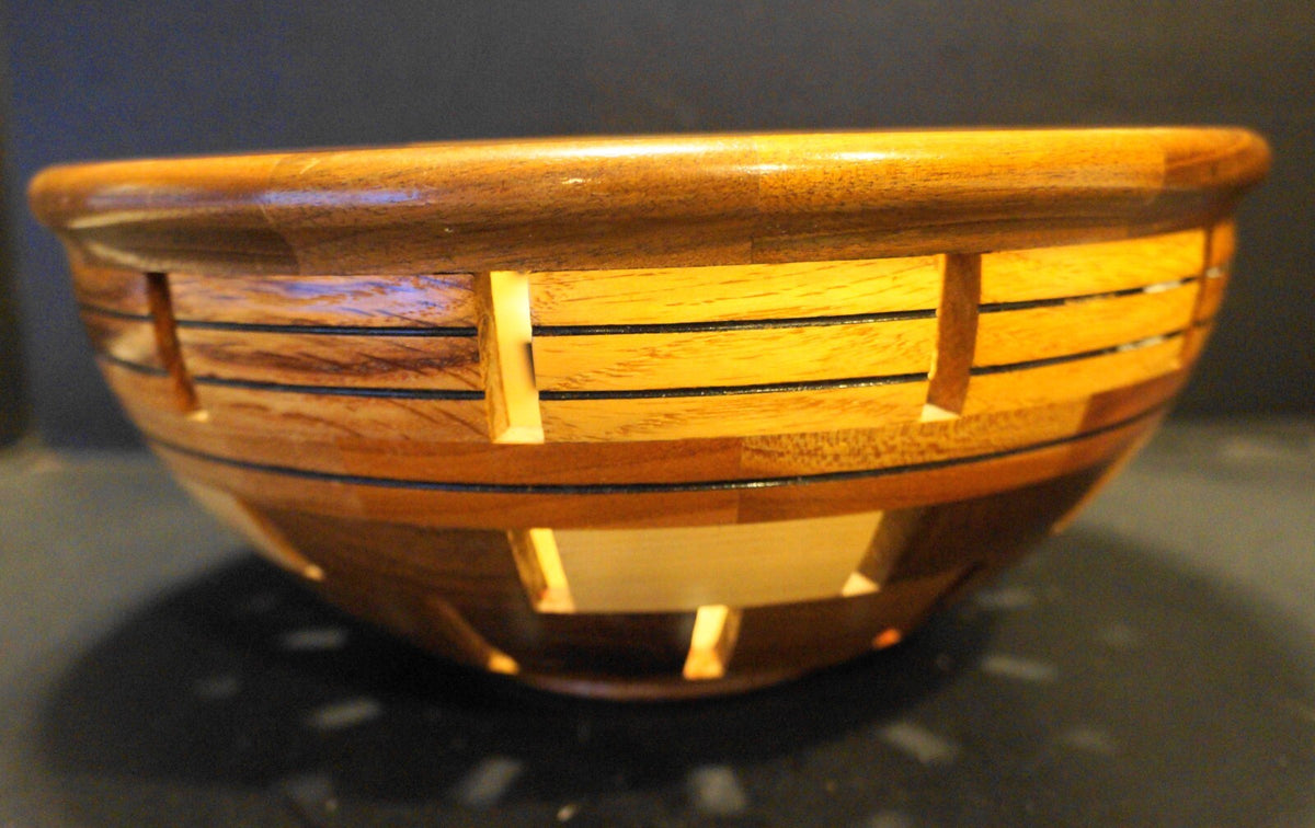 Wood Block Stacked Bowl Artist Signed MMZ