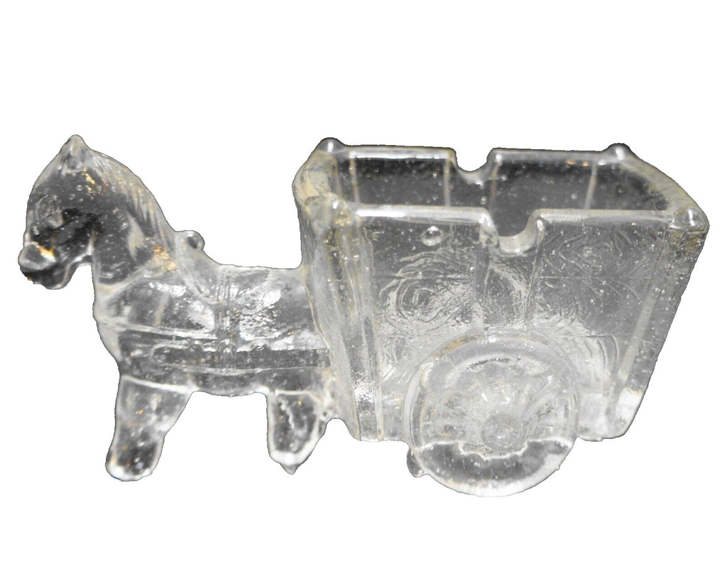 Jeannette Glass Clear Pressed Horse Donkey Cart Small Candy Dish