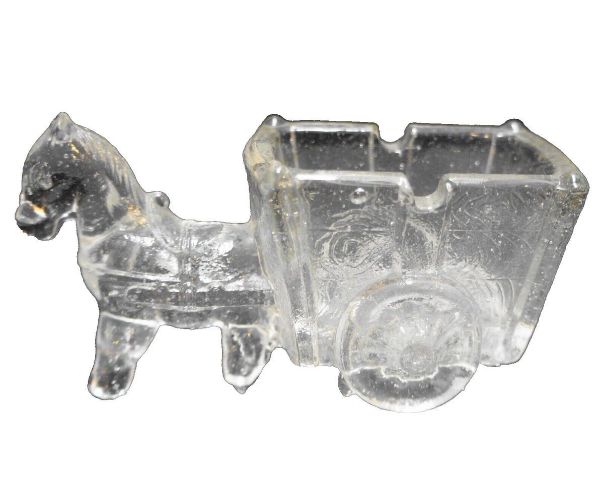 Jeannette Glass Clear Pressed Horse Donkey Cart Small Candy Dish