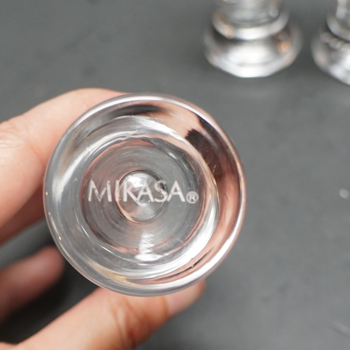 Mikasa Cheers Selections Cut Glass Shot Glasses Set of 4 Cut Rings Circles