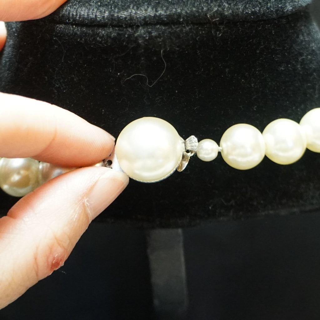 Hong Kong Long Faux Pearl Bead Necklace 28 IN