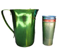 Green Aluminum Pitcher Three Colored Tumblers Set