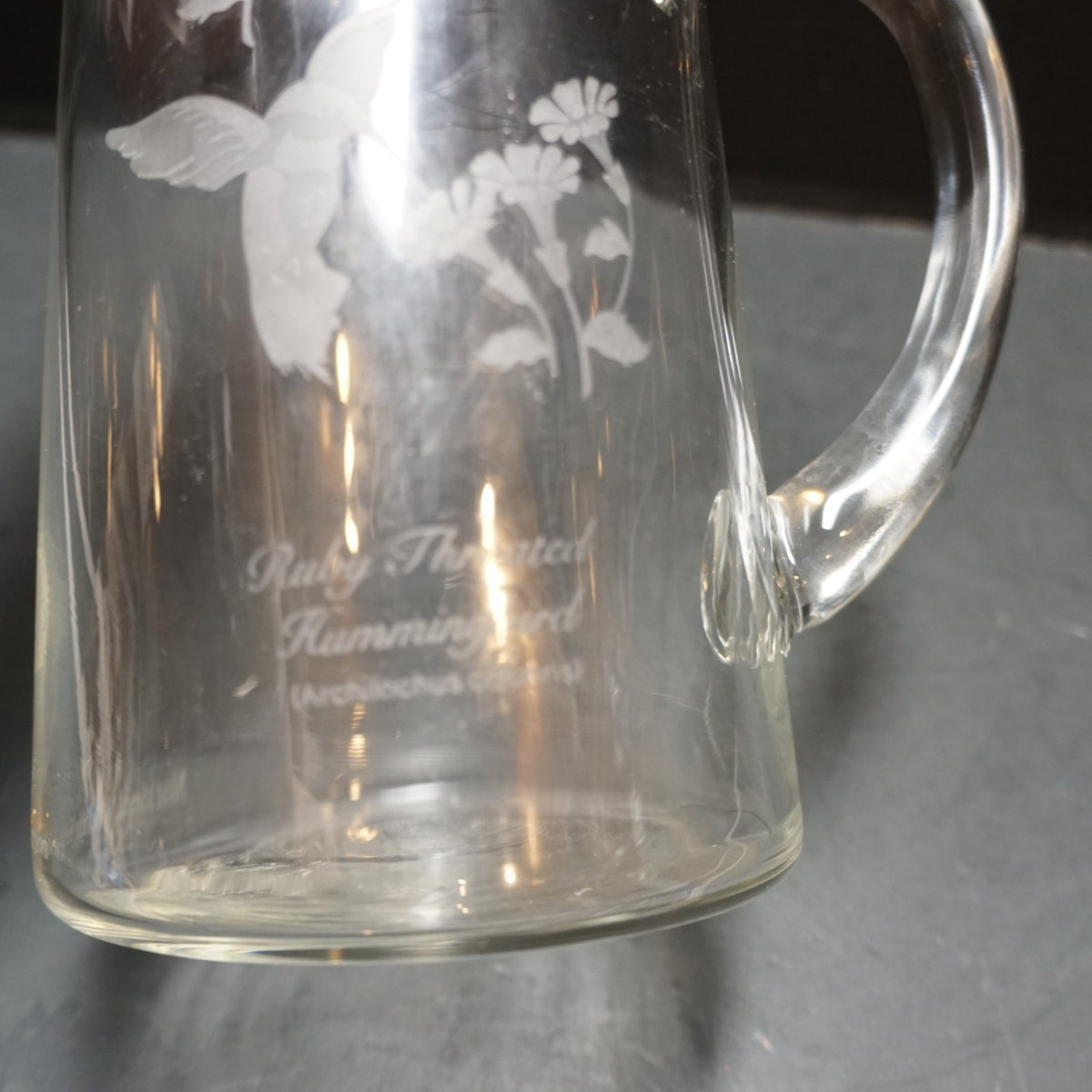 Ruby Throated Hummingbird National Wildlife Federation Blown Glass Pitcher