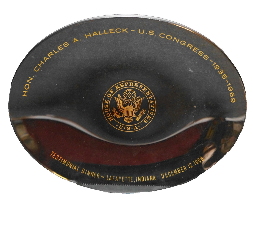 US Congress House of Representatives Smoky Glass Bent Oval Plate Charles Halleck