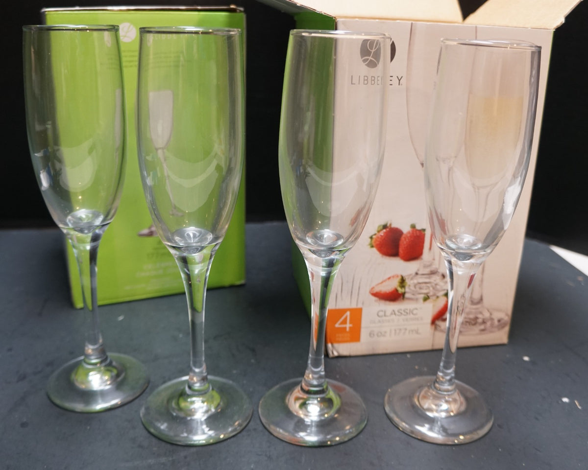 Libbey Classic Champagne Flutes Set of 8 6oz In Boxes