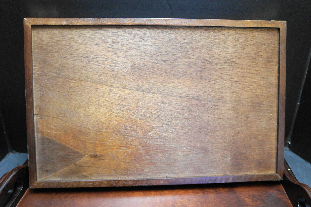 Nesting Wood Trays Dark Cherry Fancy Brass Corners Set of 3