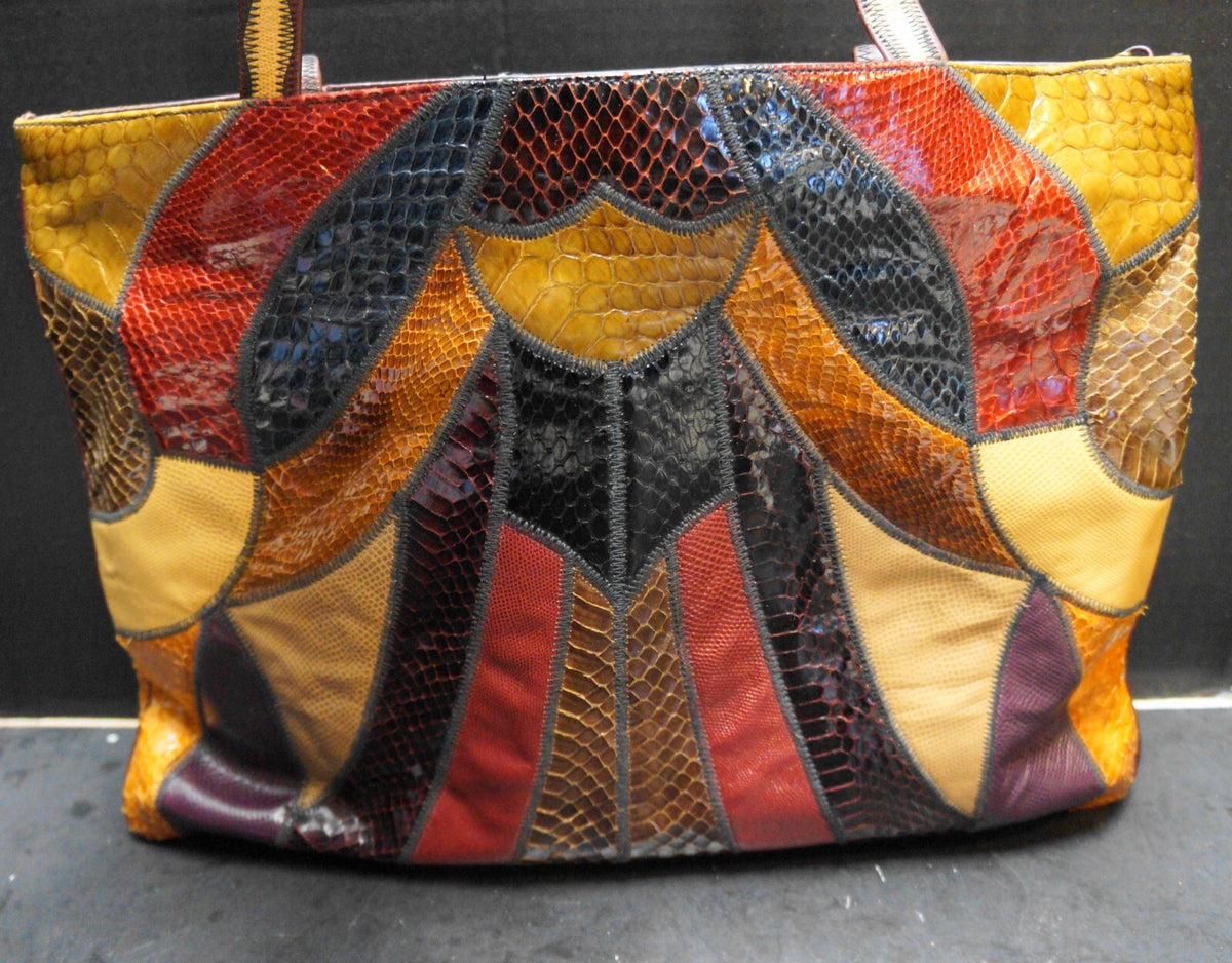 Original by Caprice Snakeskin Patchwork Tote Bag Purse