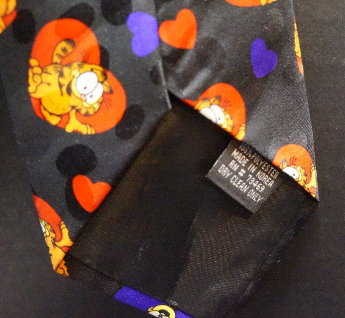 Garfield Odie Hearts Valentine Addiction Polyester Tie Vintage
