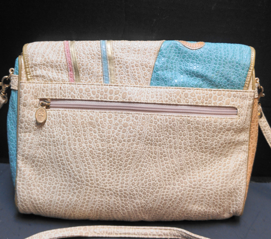 NAS Korea Pastel Patchwork Elephant Applique Faux Leather Reptile Embossed Purse