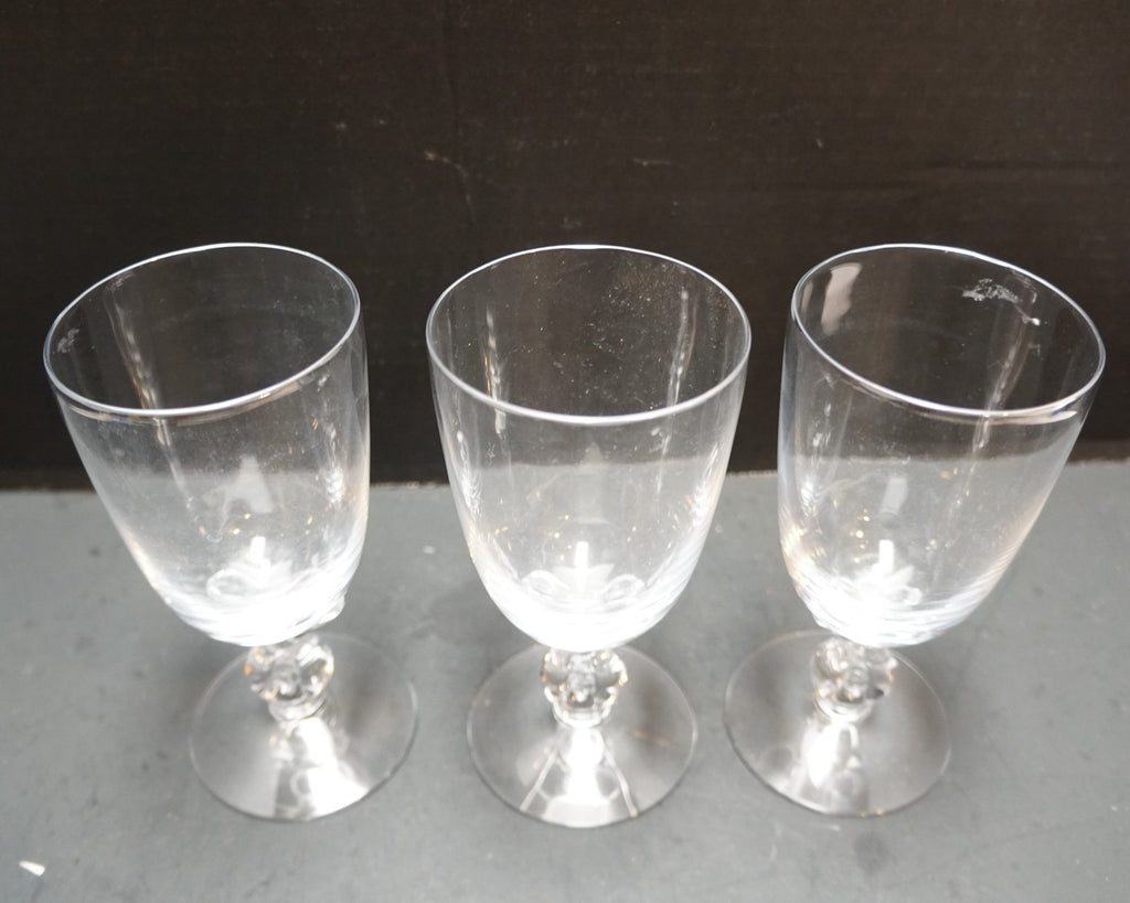 Blown Glass Twist Loop Stem Water Goblets Set of 3