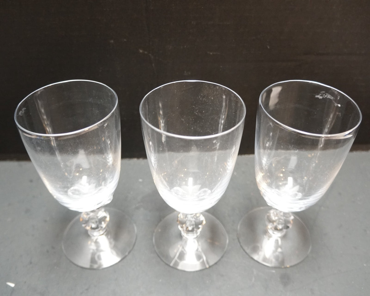 Blown Glass Twist Loop Stem Water Goblets Set of 3