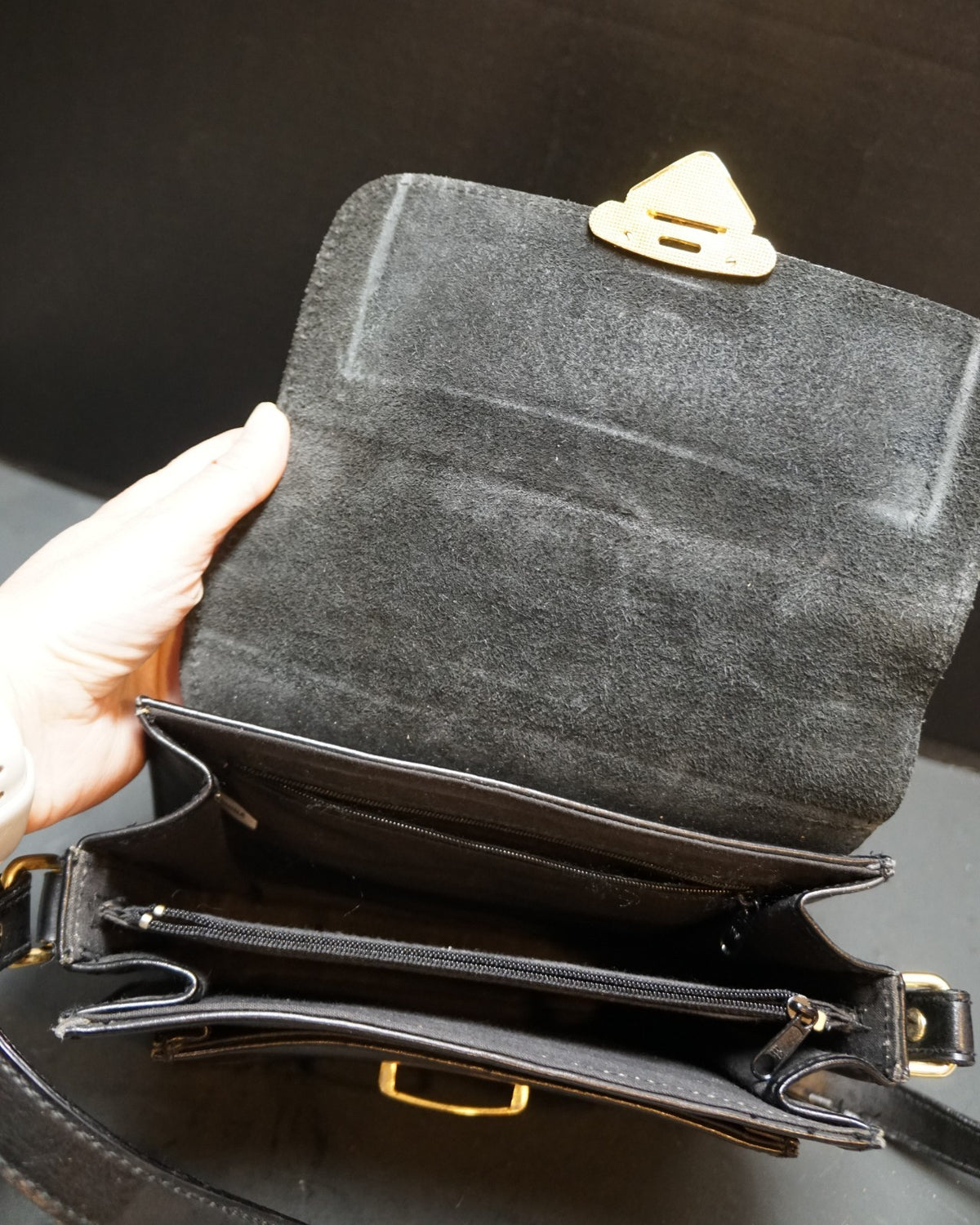 Sasha Black Leather Crossbody Purse Vintage 1990s