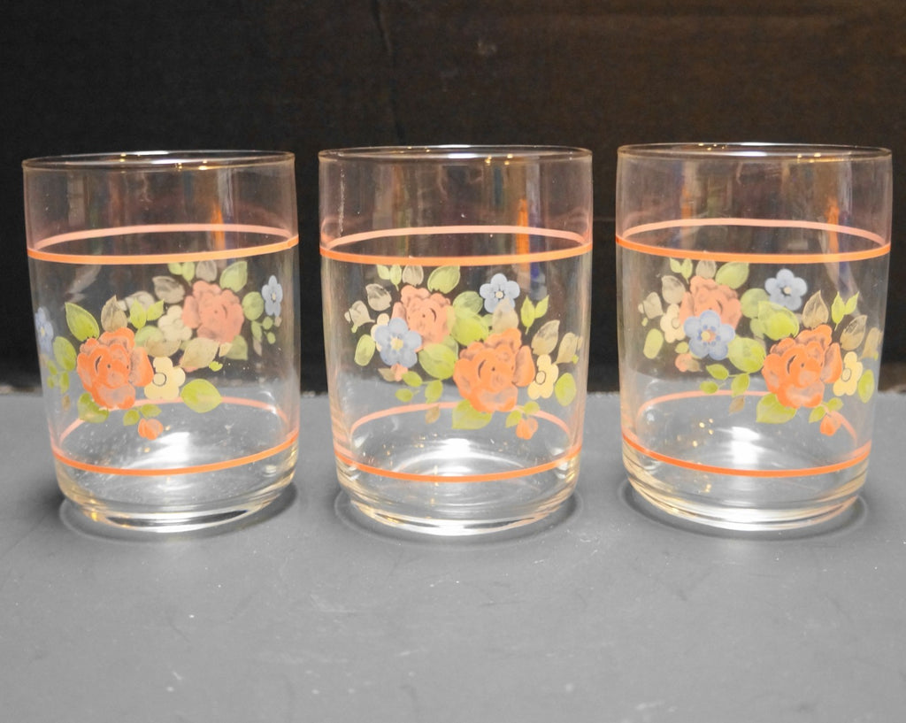 Pfaltzgraff Tea Rose Libbey Glassware Juice Rocks Tumblers Set of 4