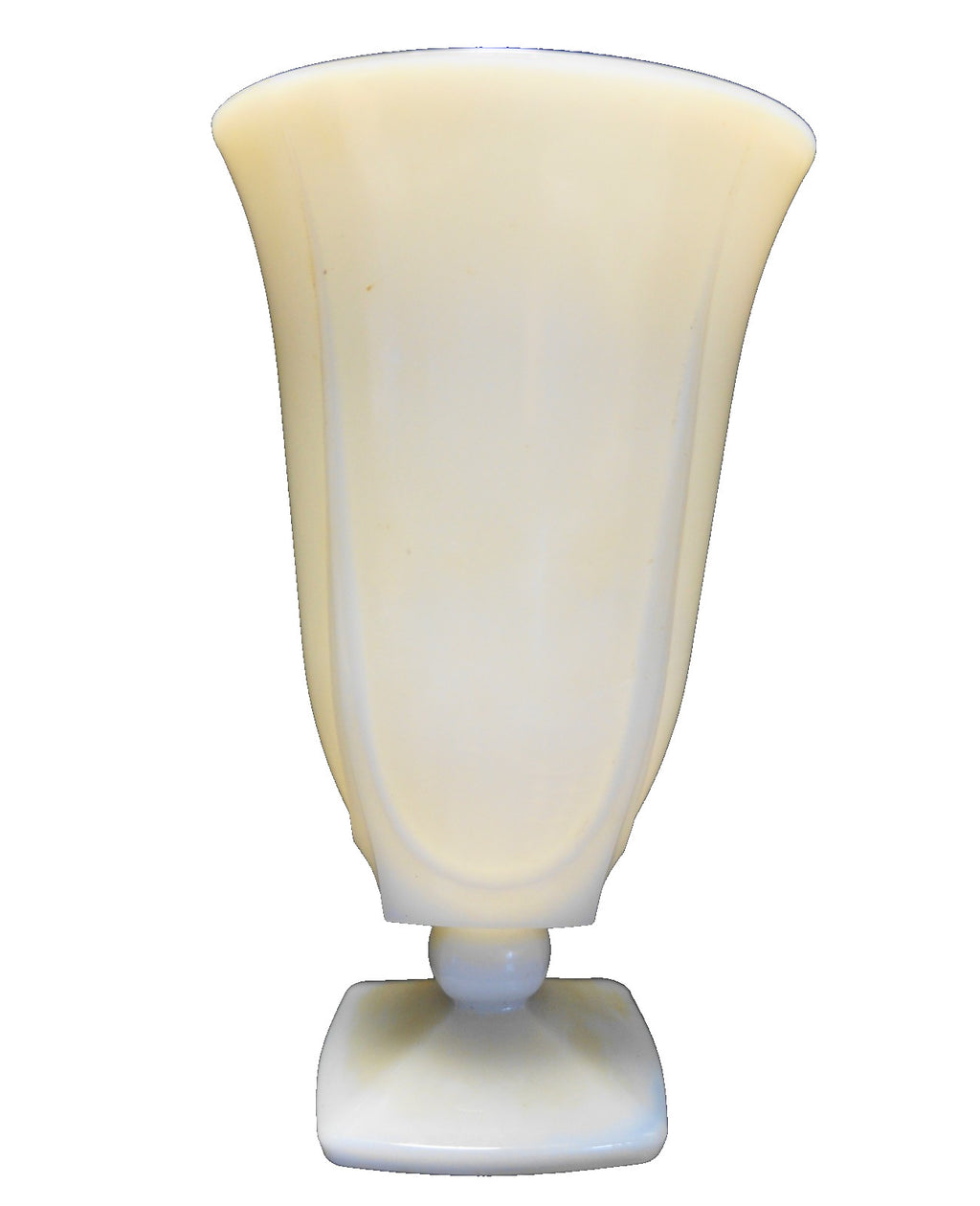 White Milk Glass Urn Vase Square Base Art Deco